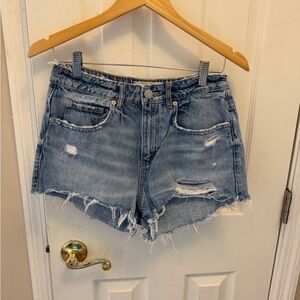 Garage Blue Distressed Jean Shorts